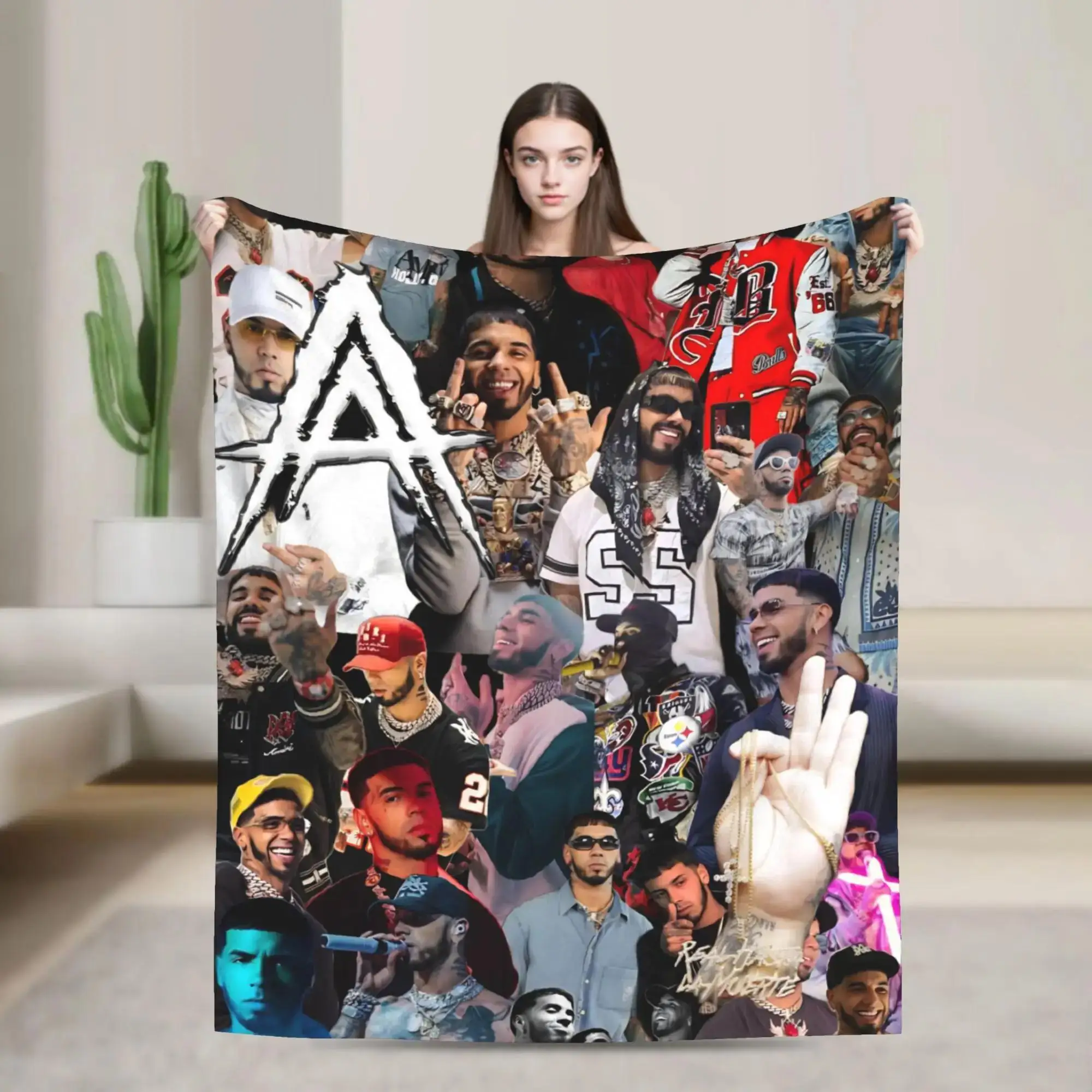

Плед из фланели в стиле альбома Anuel AA RHLM II: Мягкое и теплое одеяло для путешествий, для кровати, офиса, улицы. Качественный плед на заказ, подарок.
