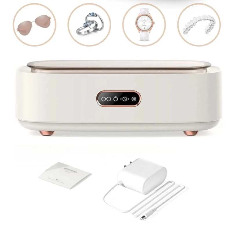 

Ultrasonic Jewelry Cleaner Touch Operation 43kHz High Frequency Auto Shut Off 360° Deep Cleaning Box For Glasses, Watches, Rings