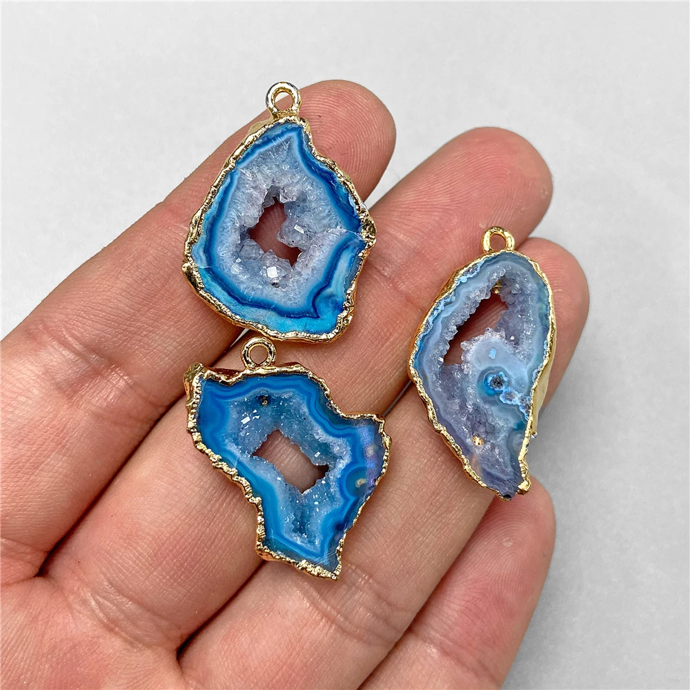 1 szt. Naturalny Agat Druzy Ka – Crystal Pendant Necklace Natural Stone recenzja i cena