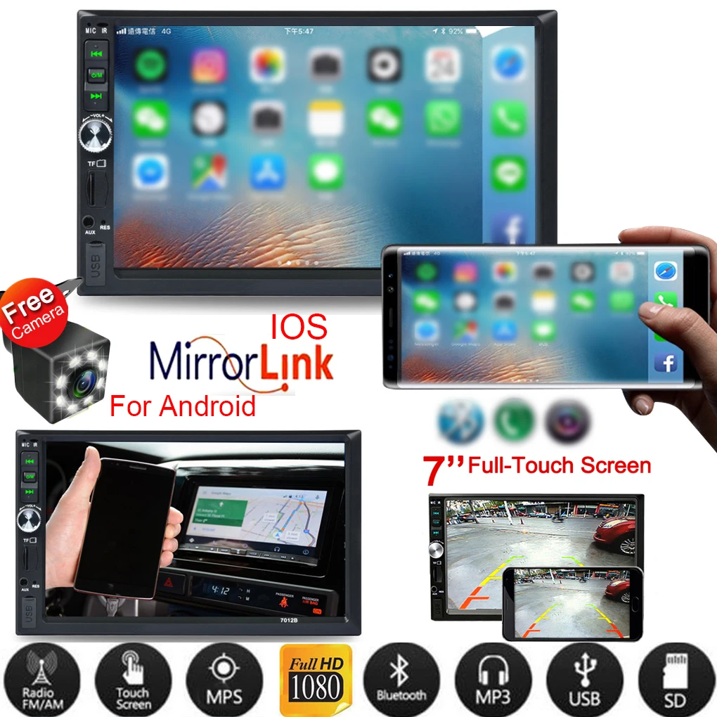 Screen Car MP5 Radio Backup Camera Vehicle Double DIN Remote Control Multimedia Player Automotive Accessory