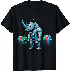 Rhinoceros Weightlifting Powerlifting Gym Rhino for Fitness T-Shirt  Streetwear  Graphic T Shirts  Men Clothing  Camiseta Hombre