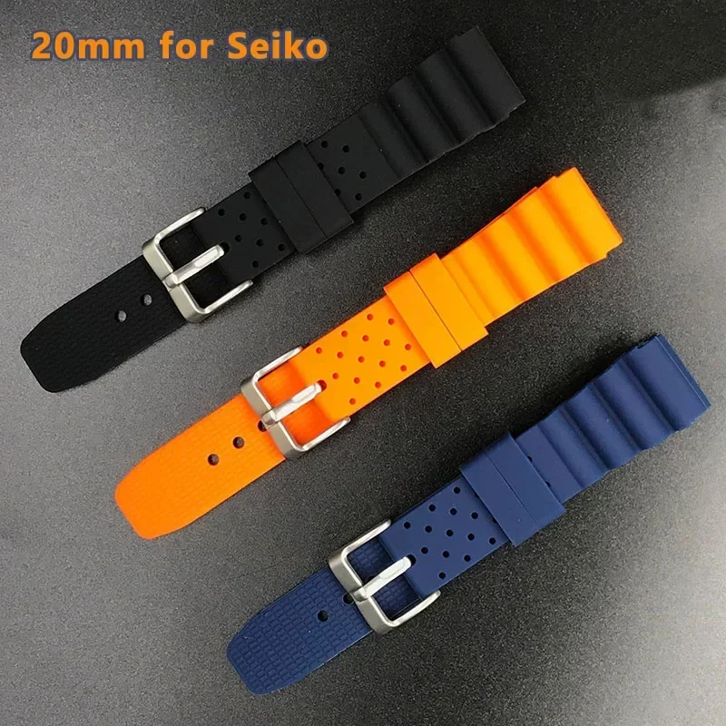 Silicone Bracelet 20mm for Seiko Diving Strap for Citizen Watchband Men\'s Replace Wristband Smartwatch Straps Watch Accessories