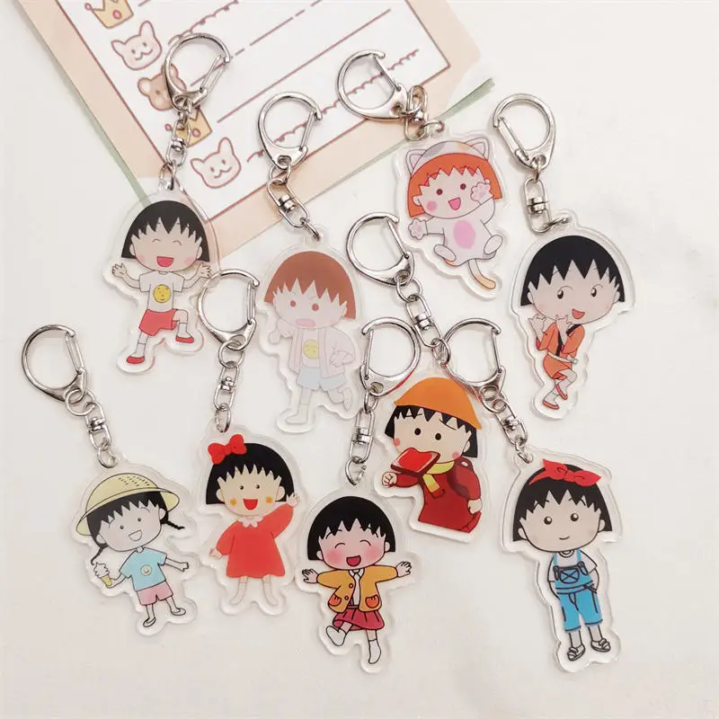 Kawaii Chibi Maruko-chan Keychain Cartoon Backpack Pendant Decoration Anime Jewelry Children Birthday Gift Pendant Wholesale