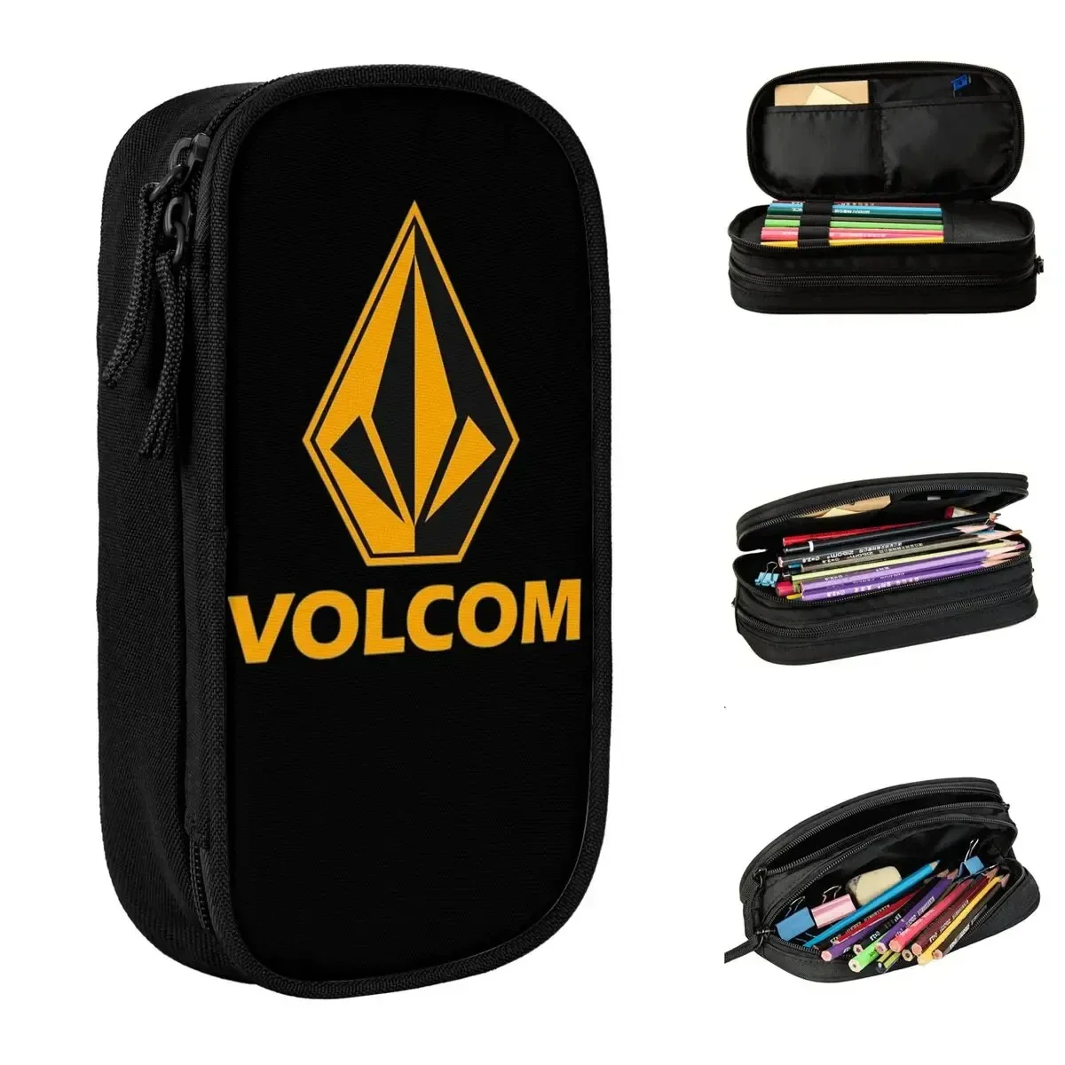 

Volcoms Logo Pen Box Double Layer Large-capacity Kids School Supplies Pencil Case Stationery Perfect Gifts for Teens Girls