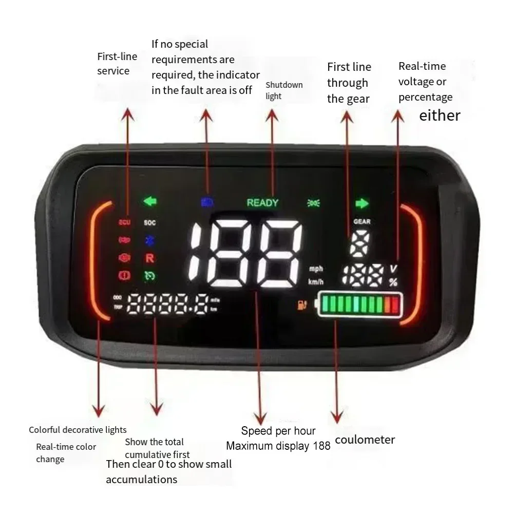 48V-72V Ebike Colorfull LCD Display Meter Speed Control Panel For EBike Electric Scooter Electric Bicycle Accessories