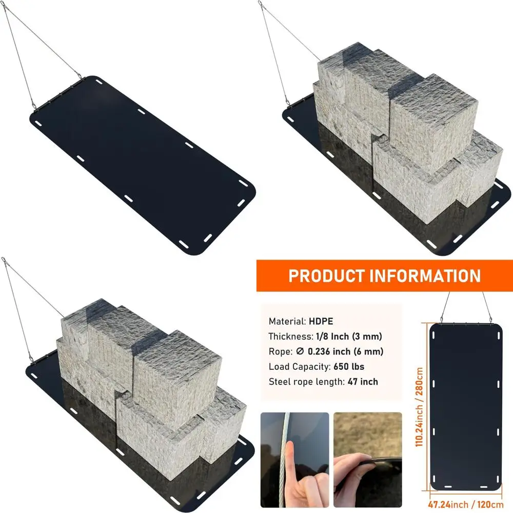 รถลากงานหนัก - แผ่นลากอเนกประสงค์ขนาด 110.2x47.2 นิ้ว รับน้ำหนักได้ 2200 ปอนด์ สำหรับขนย้ายเศษวัสดุ ใบไม้ วัสดุก่อสร้าง ท่อนไม้
