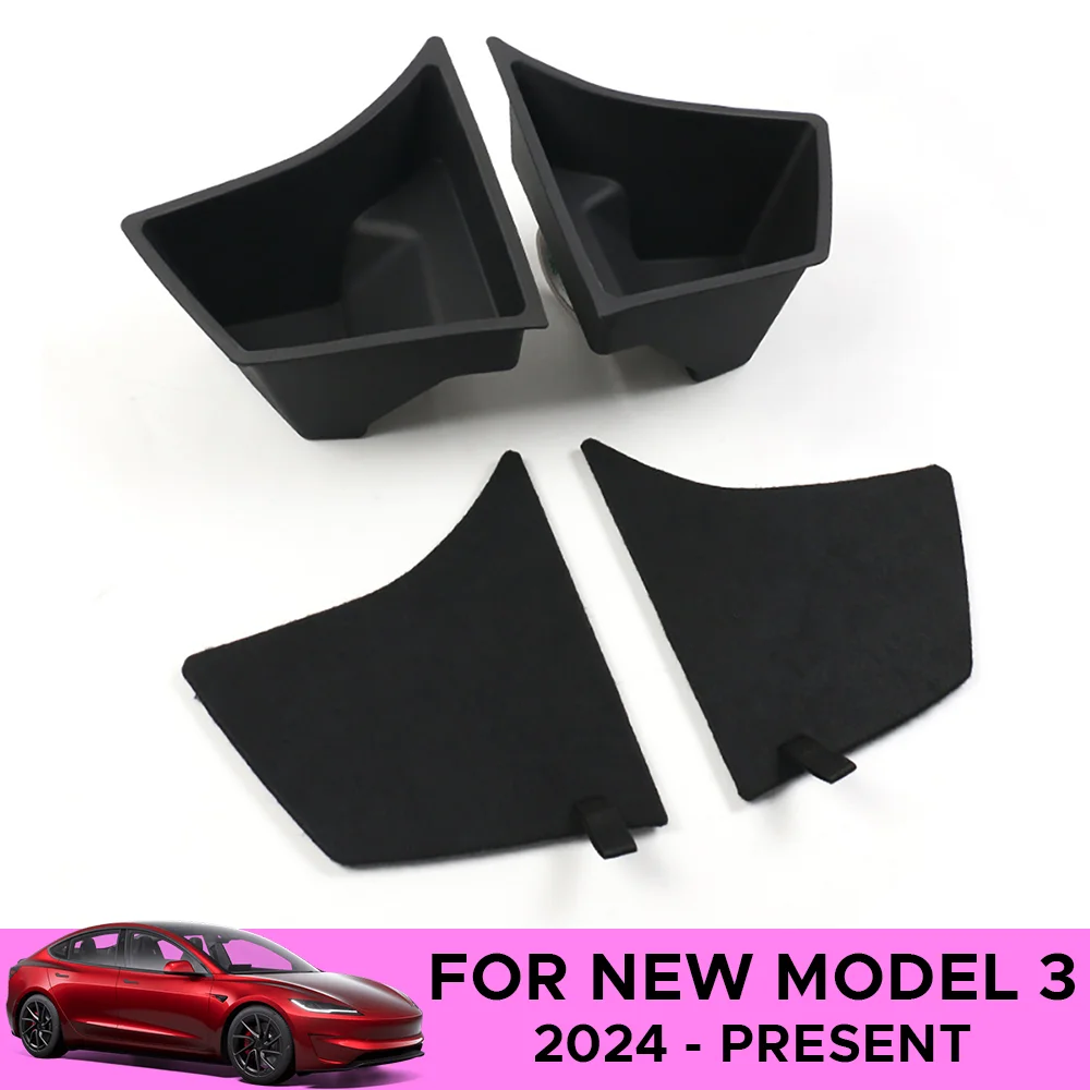 

For 2024 Tesla Model 3 highland Rear Trunk Left Side Storage Box with Cover Tail Boot Organizer Partition Decoration Accessories