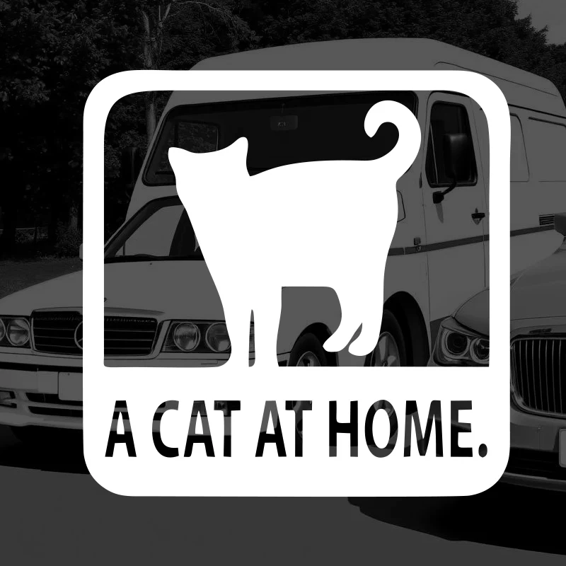 'A CAT AT HOME' DECAL, Funny & Creative Decal for Cats Lovers, High Quality for Car Trucks Motorcycles & Laptops