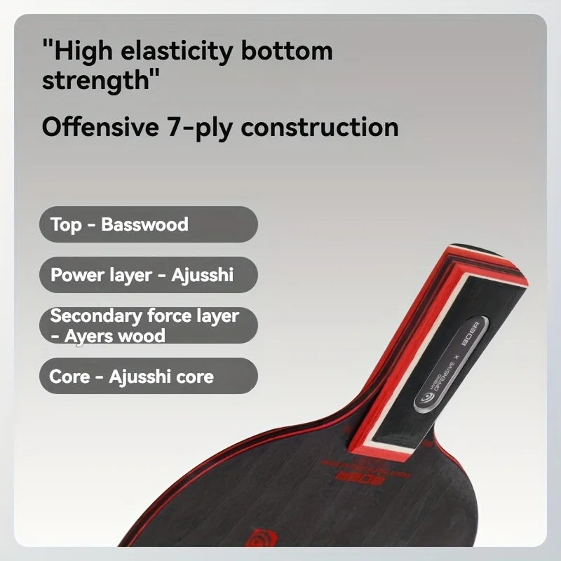 Boer X3 Table Tennis Racket Blade, Long and Short Handle Seven-Layer Table Tennis Blade image 2