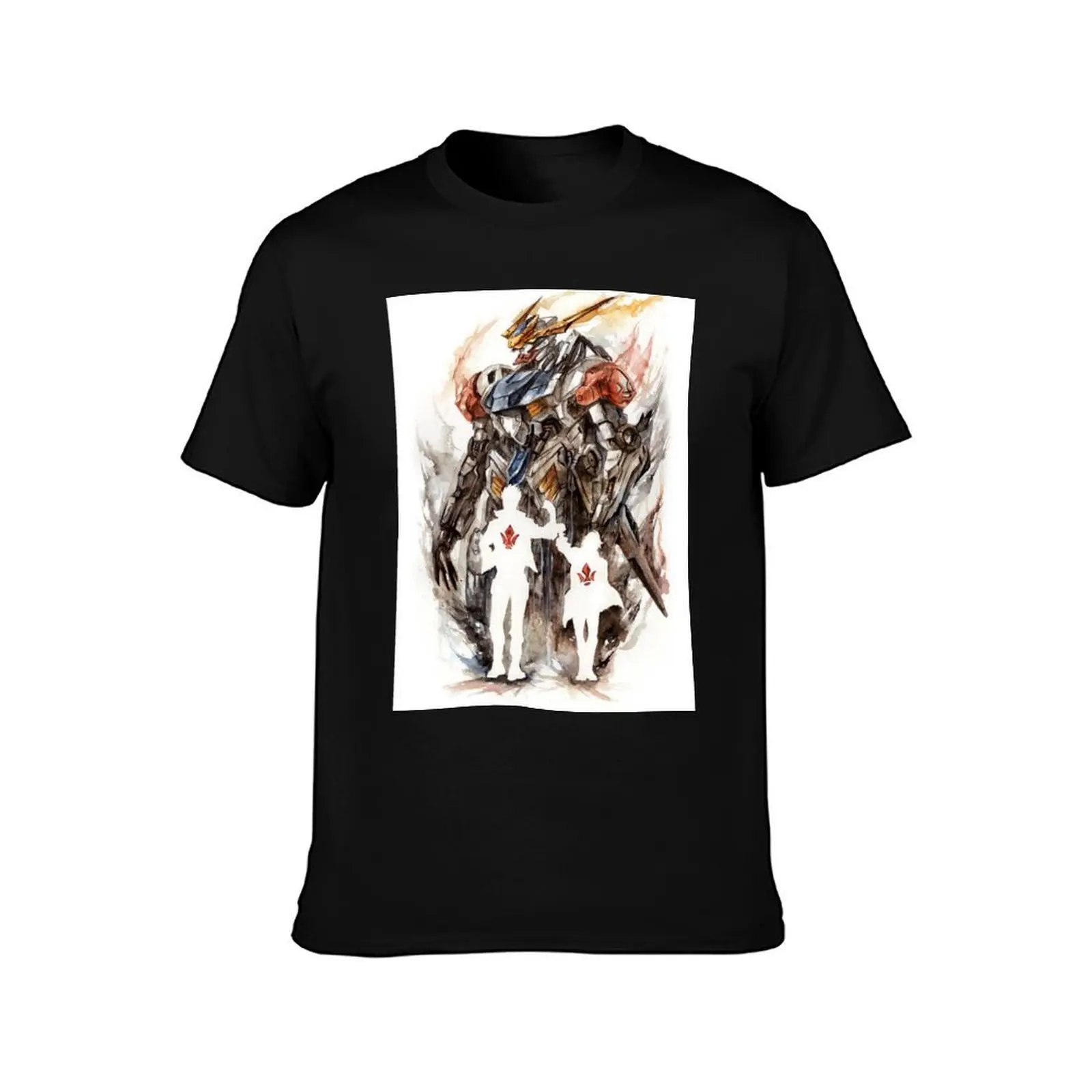 Iron Blooded Orphans T-Shirt, Summer Casual Cotton Tee, Oversized Streetwear Tops, Vintage Graphic Print, Loose Fit Short Sleeve