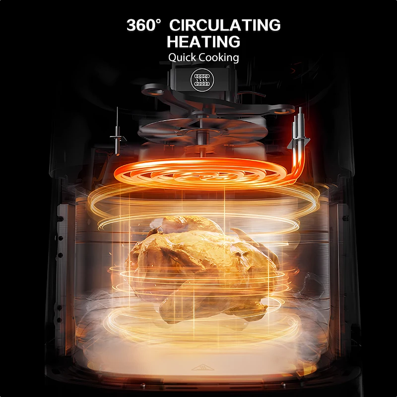 Kitchen Black Large Size High Quality 10L Smart Wifi Vision Oil Free Fryer and Air Fryer