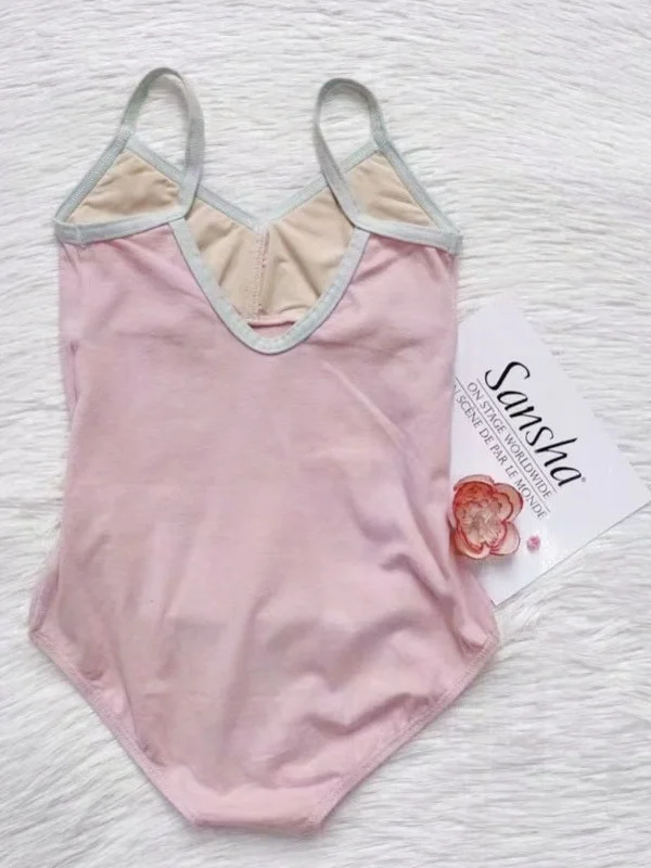 بدلة باليه للأطفال من سانشا، زي تدريب للعارضات الإناث، ملابس امتحانات، زي جمباز بحمالات، ملابس باليه قطنية