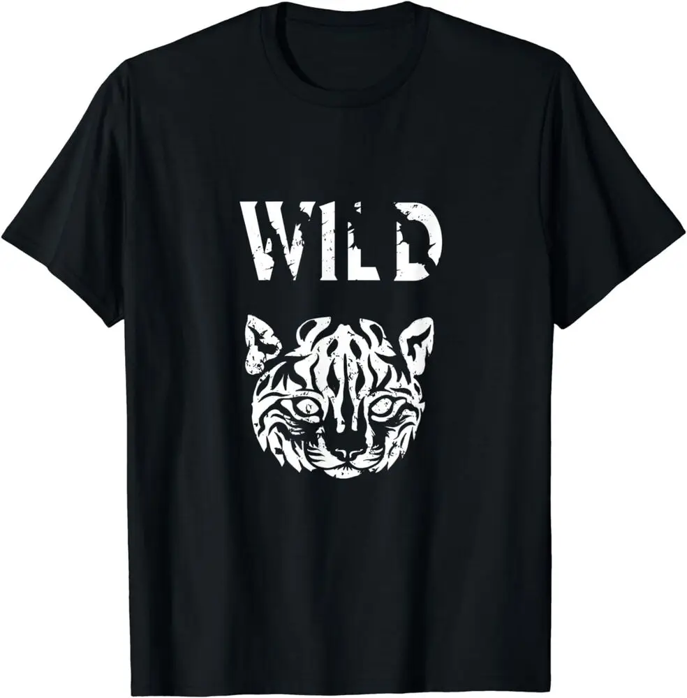 T-shirt de manga curta para homens e mulheres, 100% algodão, T gráfico, roupa vintage, Wildcat Lover, Wild Face, alta qualidade