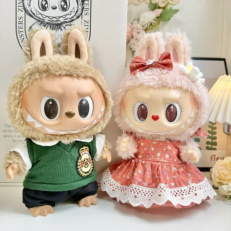 فستان على شكل قلب لمجموعة ملابس رائعة لدمى لابوبو القطيفة مقاس 38 سم