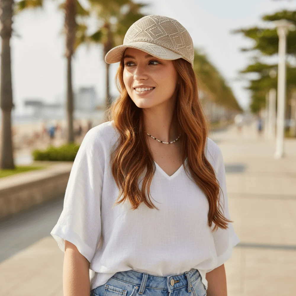 Fashion Hollow Out Blocks Baseball Cap Adjustable UV Protection Sunscreen Hats Breathable Bonnet for Leisure Outdoor