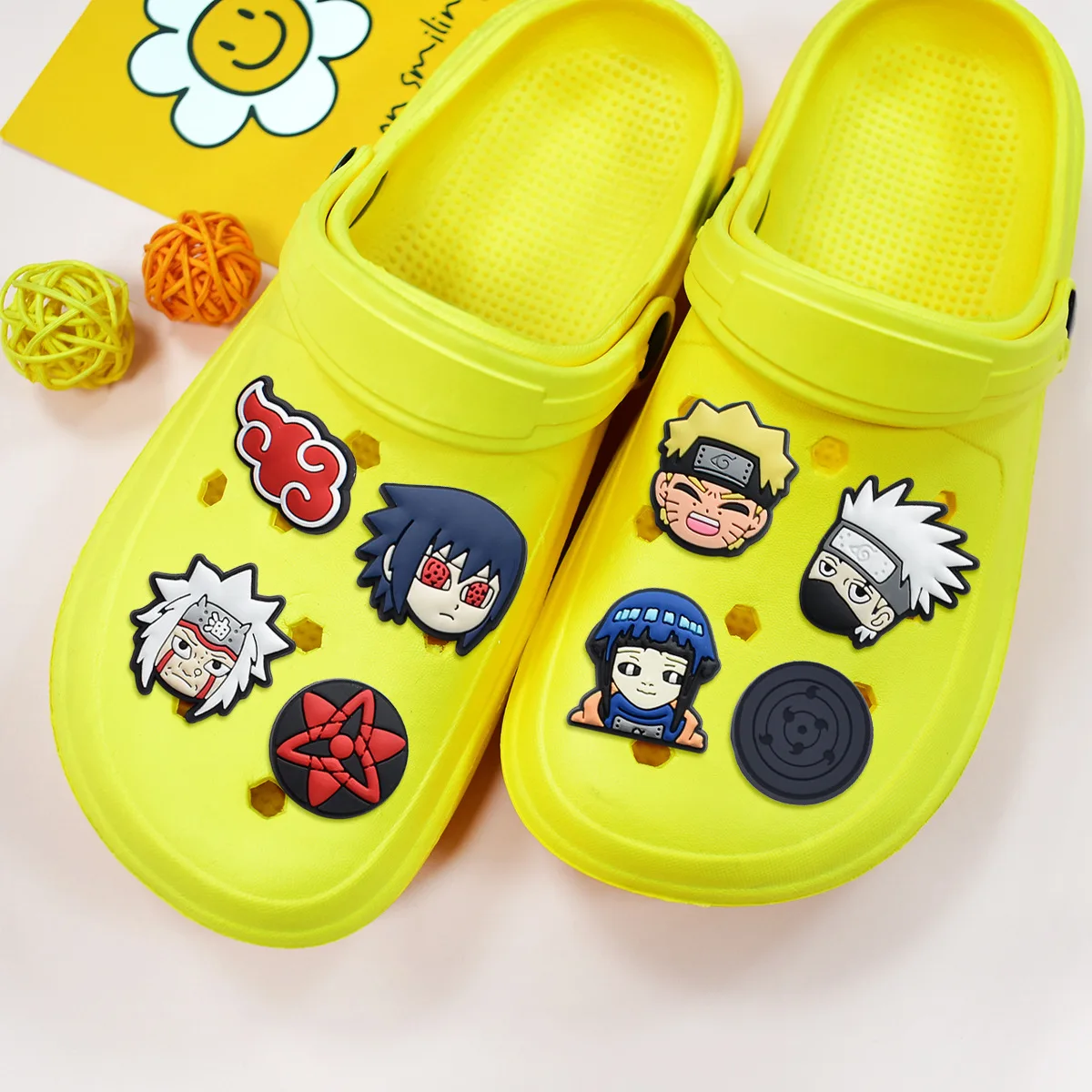 20/40pcs Cartoon Naruto PVC Shoe Charms Japanese Anime Ninja Character Sharingan Detachable Clog Shoe DIY Decor Accessories Gift