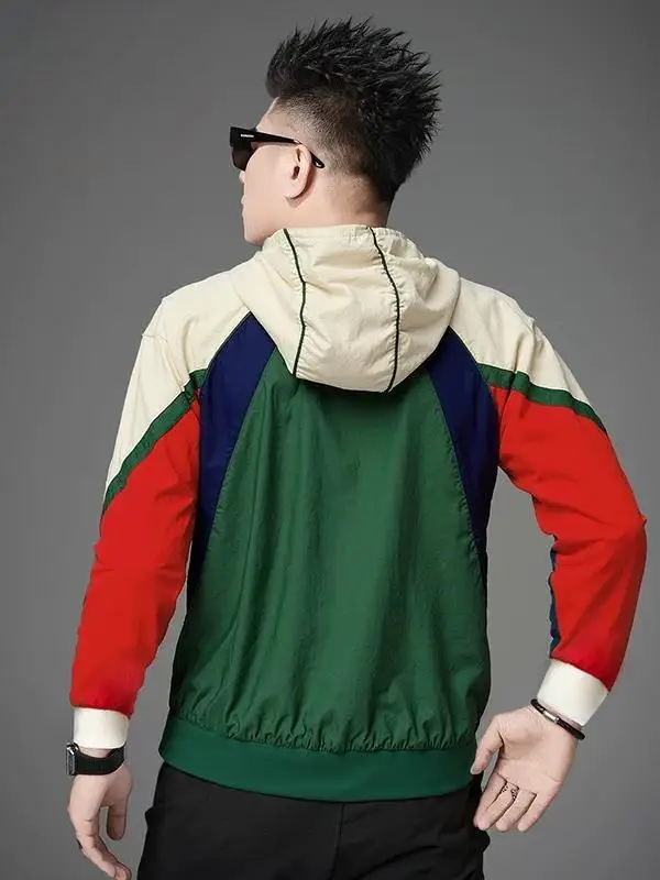 Elegant Men's Hooded Jacket Zipper Design Loose Fit Spring 2026 Trendy Brand High End European Style Outerwear for Men