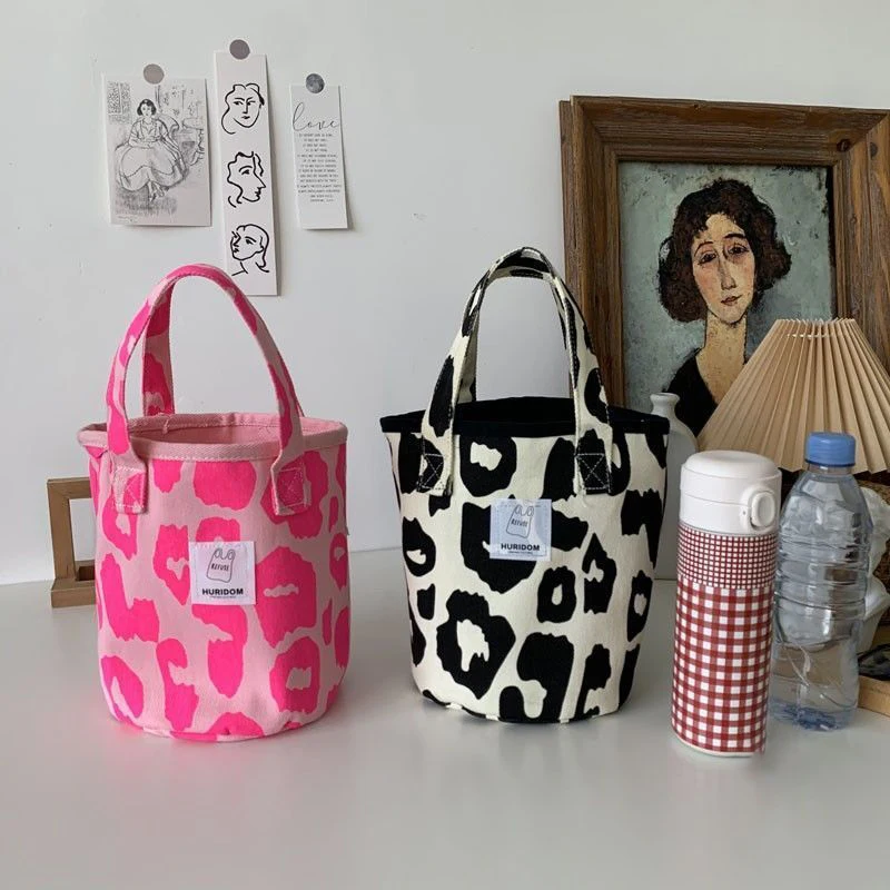 Japanese Bucket Shaped Canvas Bag Simple And Versatile Portable Lunch Bag