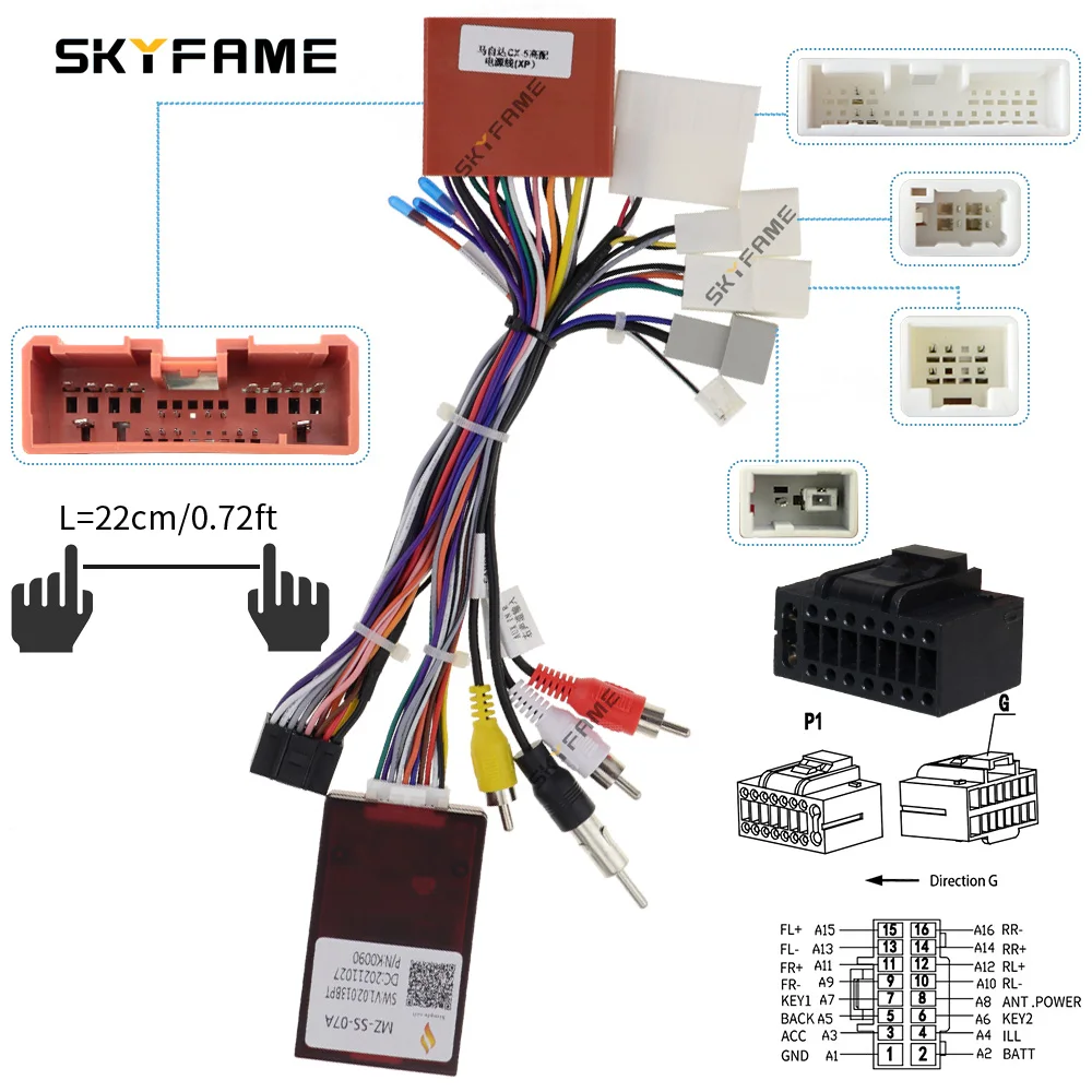SKYFAME-Adaptador de arnés de cables Android para coche, decodificador de caja Canbus para Mazda 6 Atenza CX-5 CX5 MZ-SS-07A, 16 pines
