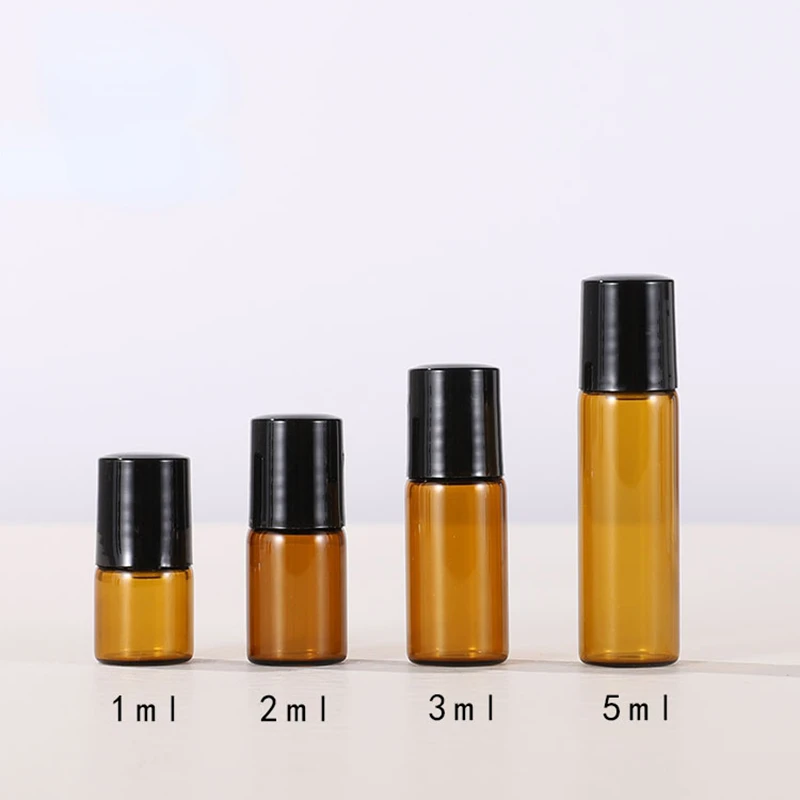 1ml 2ml 3ml 5ml Essential Oil Control Bottle Small Tea Ball Bottle Massage Off Beads Glass Bottle Perfume Separate Sample Bottle