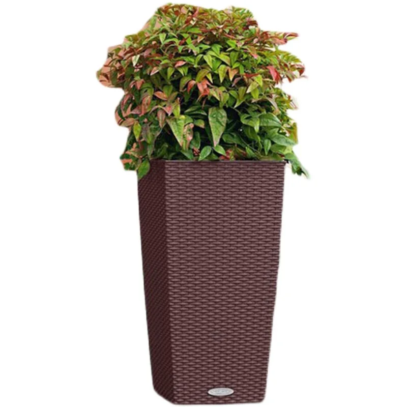 Rattan wicker straw woven floor-to-ceiling large flower pot woven flower basket pastoral retro garden decorative ornament