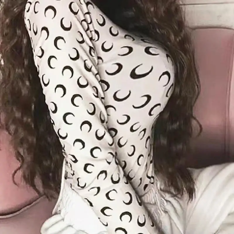 Woman Clothes Korean Moon Print Long Sleeve T-Shirt Fashion Casual Layered Sun Protection Top Ice Silk Basic Tee Spring Autumn