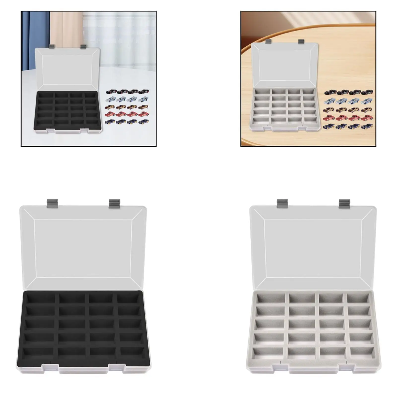 Dustproof Model Cars Storage Case 1/64 Scale Organizer Container ABS Plastic Sponge Portable Durable with 20 Compartments for