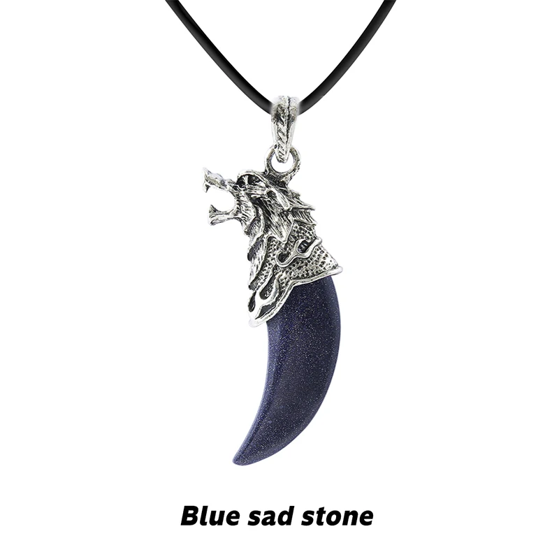 Wolf Tooth Pendant Necklace with Rose Quartz & Amethyst