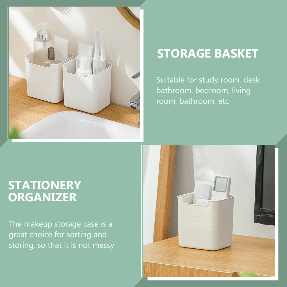 

2pcs Storage Box Plastic Home Office Supplies Makeup Organizer Tidy Case Desk Vanity Skin Care Container