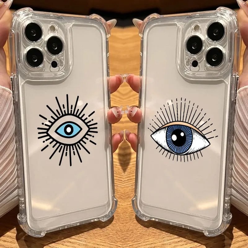 

Blue Beautiful Eyes Phone Case Clear For iPhone 17 16 14 15 11 12 13 Pro Max 16E 17PM 15 16 Plus 17Air SE4 Soft Shockproof Cover