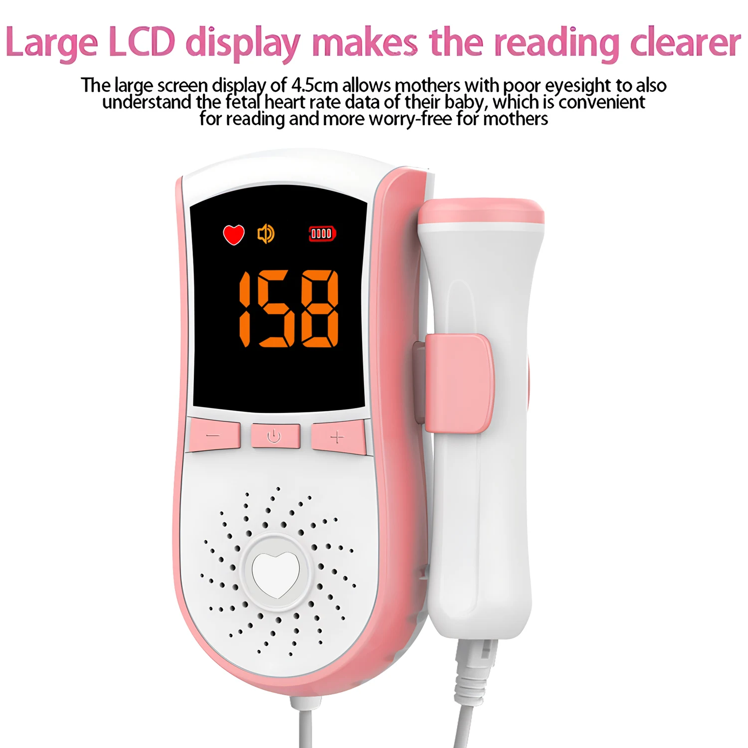 Alextrasza Doppler moniteur de fréquence cardiaque fœtal battement de coeur grossesse bébé détecteur de fréquence cardiaque sonore fœtal écran LCD pas de rayonnement 3