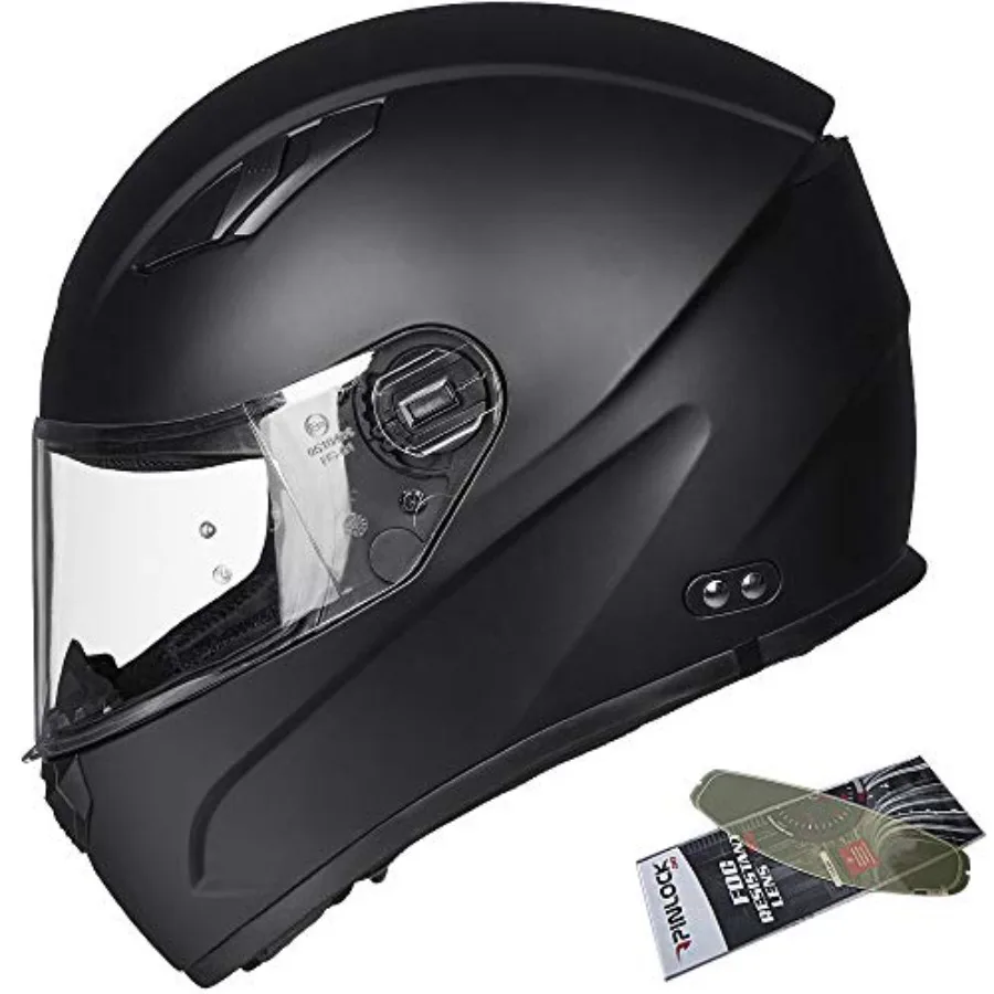 

Motorcycle Helmet for Motocross and ATV Use Matte Black Full Face Design with Ultra Large Pinlock Anti-Fog Visor DOT Certified