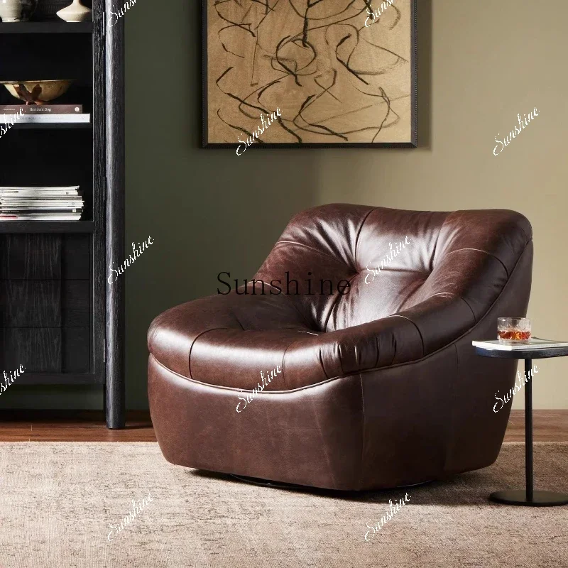 American rural retro leather rotating chair, simple casual tiger chair  FT