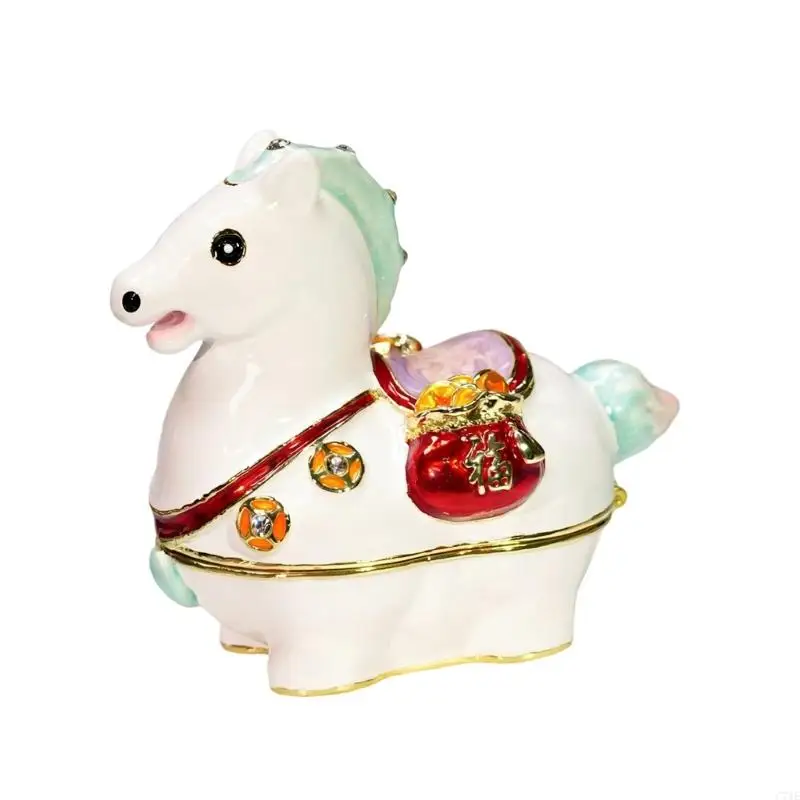 Unique Small Accessory Case Horse Decorative Storage Box Alloy Texture Suitable for Keeping Valuables Safe