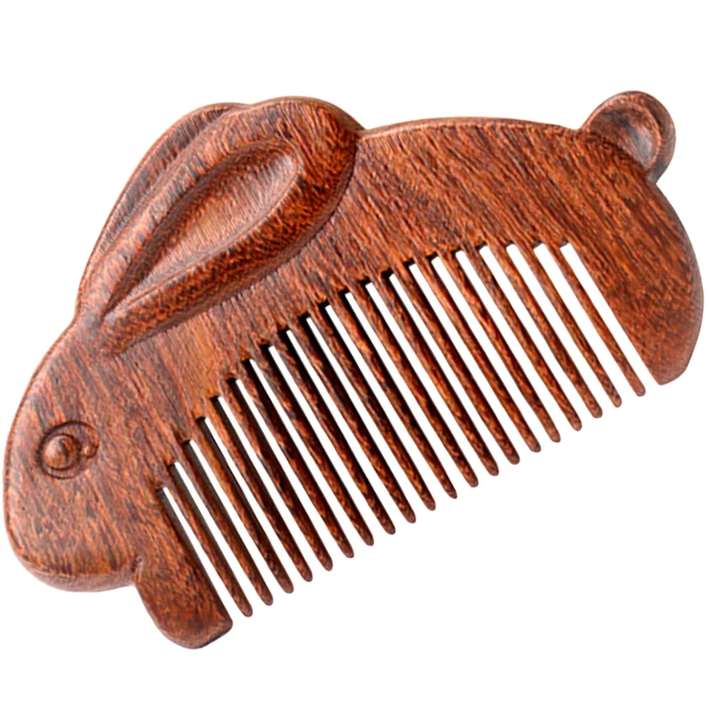 

Natural Sandalwood Wooden For Women Smooth Teeth Anti-Static Hair Comb Comfortable Scalp Massage Pocket Rabbit Design Durable