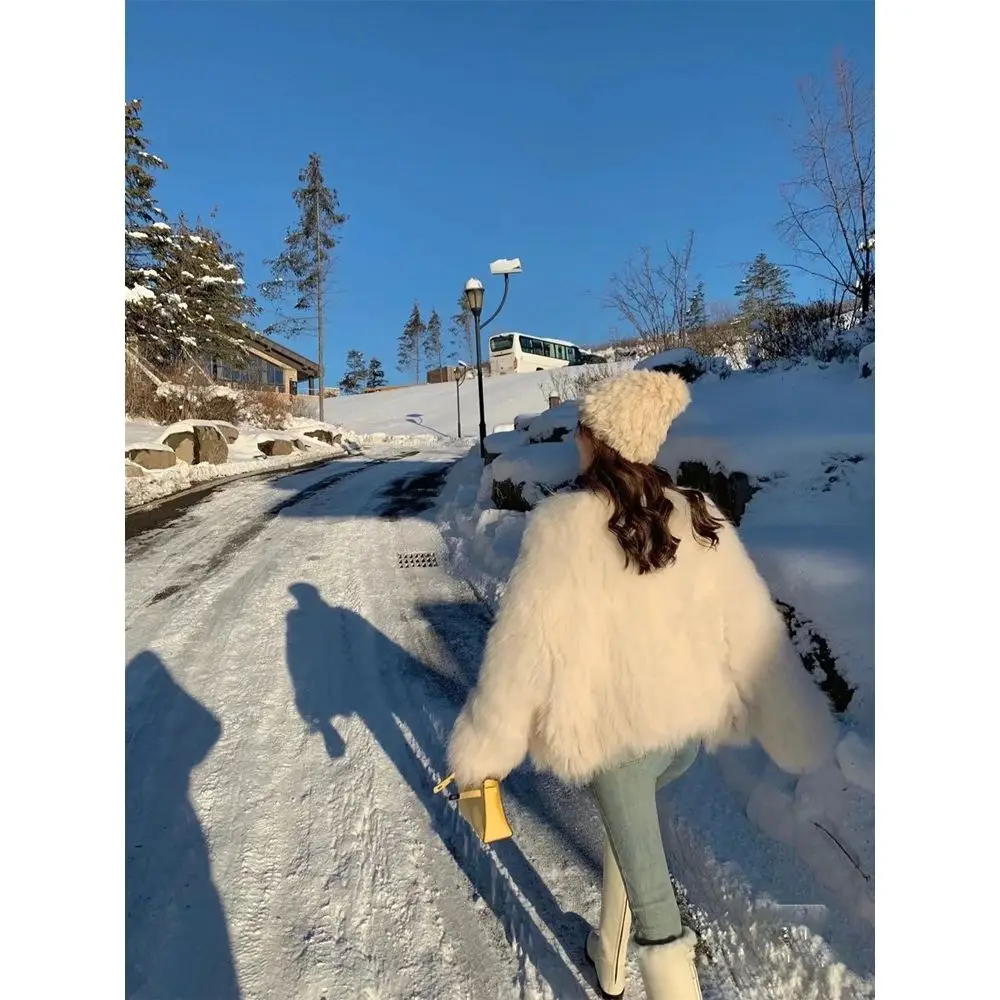 Abrigos grises de piel sintética para mujer, trajes cómodos de punto esponjosos con muescas de alta calidad para madre de otoño, multicolor, a la moda