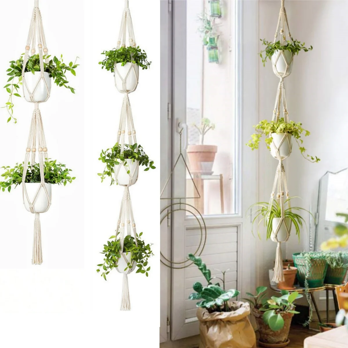 

Hanging Plant Handmade Macrame Plant Hanger Flower Pot Planter Hanger Wall Decor Courtyard Garden Hanging Planter Hanging Basket