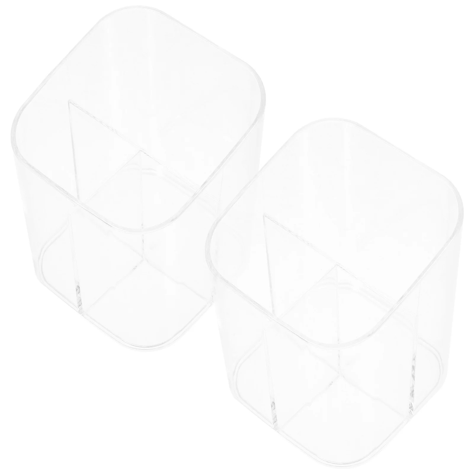 

2Pcs Rotatable Makeup Brush Holders Clear Plastic Organizer Pen Storage Desktop Vanity Organizer Stand