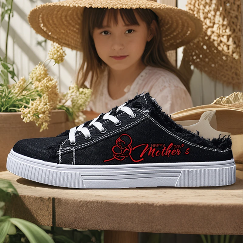 

Women's Sports Shoes, Student Sports Enthusiasts, Spring and Summer Women's Canvas Shoes, Happy Mother's Day Round-Toe High-Top Round-Toe Flats-Soled Breathable Vulcanized Shoes, Digital Printing Women's Shoes