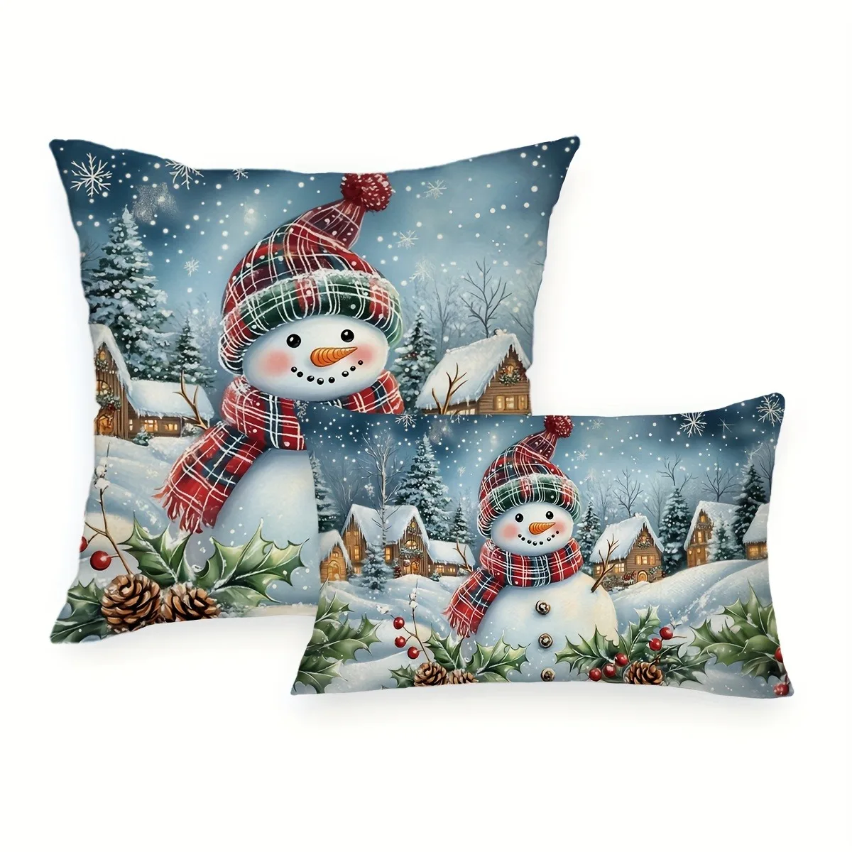 

Festive Snowman Christmas Pillowcases: Cozy and Charming Winter Decor Sofa cushion cover, New Year home decoration