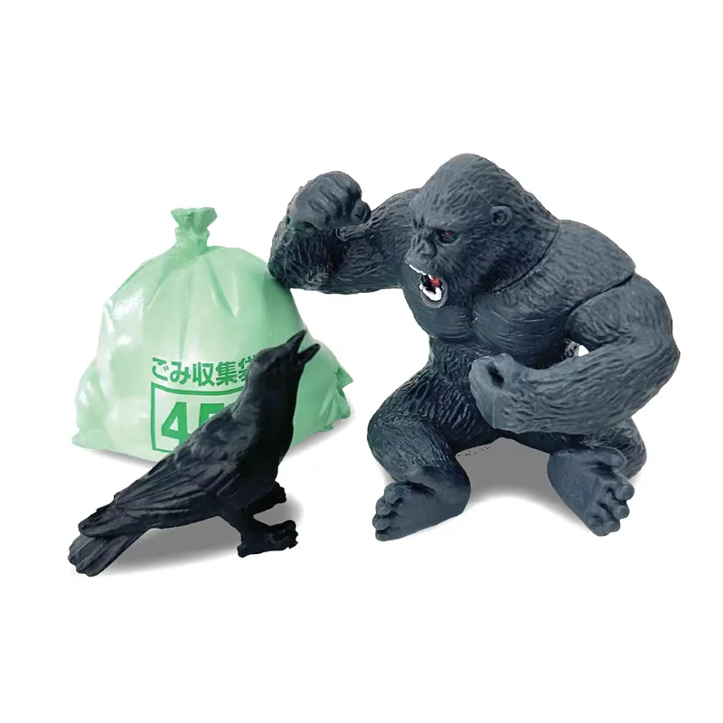 타를린 캡슐 토이 재미있는 검은색 침팬지 고릴라와 까마귀 애프터파티는 와인을 너무 많이 마시고 좋은 듣는 사람 피규어