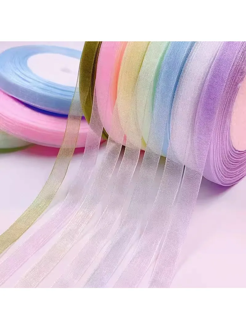 Ruban Organza 12mm, 45 mètres/rouleau, accessoires pour vêtements faits à la main, noël, mariage, fête d'anniversaire, ruban d'emballage cadeau