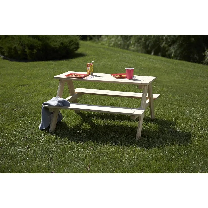 Banc d'extérieur en bois pour enfants, table à manger, robuste et durable, peut s'asseoir jusqu'à 4 enfants, 37x10.8x4.9 po, marron