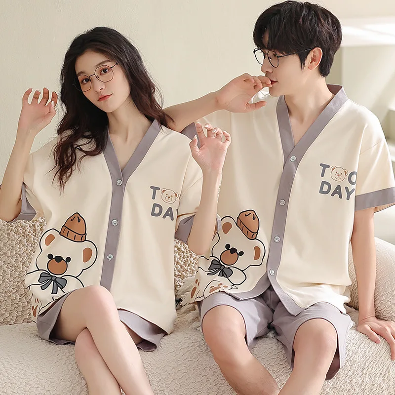 

Couple Pajamas Women's Cotton Summer Casual Short Sleeves can be worn outside loungewear set men's 2024 new pijamas para parejas