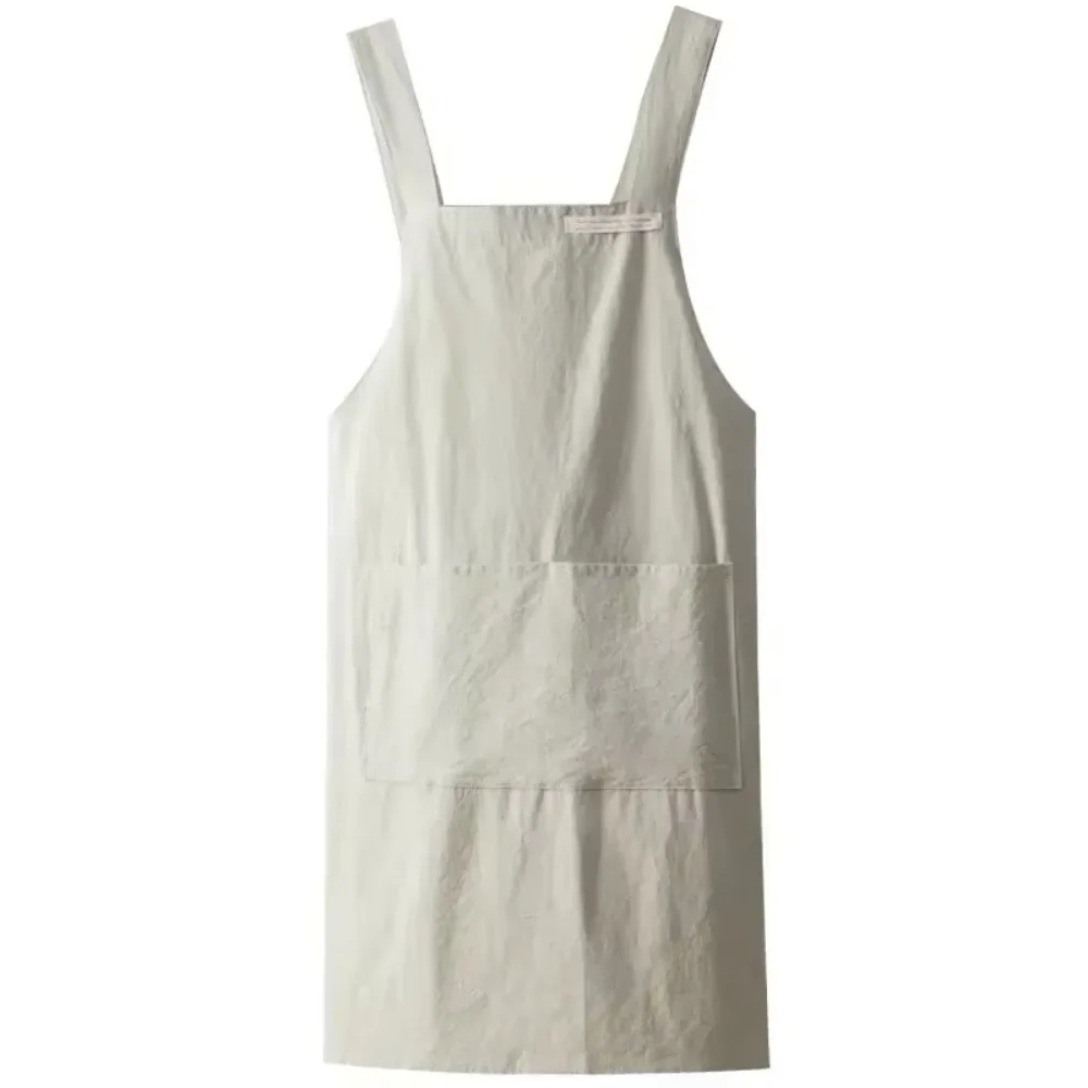 Women's Denim Cotton Linen Apron Simple Solid Color Kitchen Apron for Florist Coffee Shop Blouse Style Japanese Korean Design