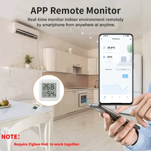 Imagen 2 del producto Tuya Zigbee 3,0 Sensor de temperatura y humedad aplicación remota termómetro de Control a través de Smart Life para trabajo doméstico inteligente con Yandex Alexa