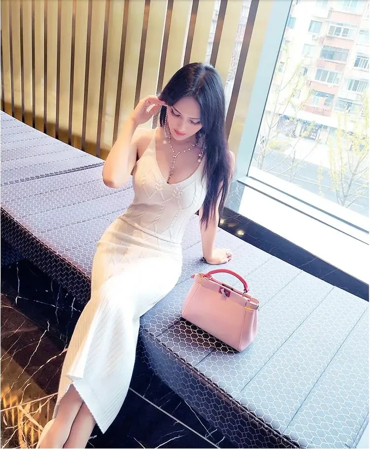 

new autumn and winter Fashion casual sexy brand female women girls sleeveless knitting stretch dress