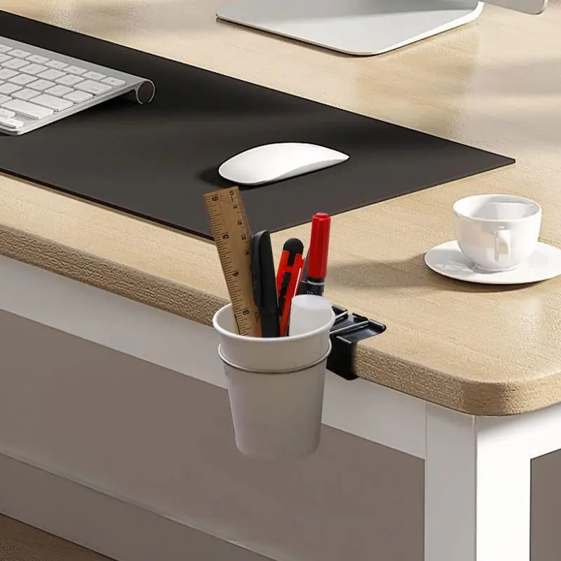 Clip On Table Cup Holder Anti-Spill And Water Spillage Cup Holders Creative Binder Clip Cup Holder Desktop Stationary Organizer