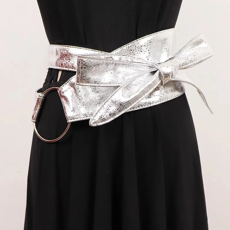 여성 패션 특허 PU 가죽 Cummerbunds 여성 드레스 코르셋 허리띠 벨트 장식 와이드 벨트 R2717