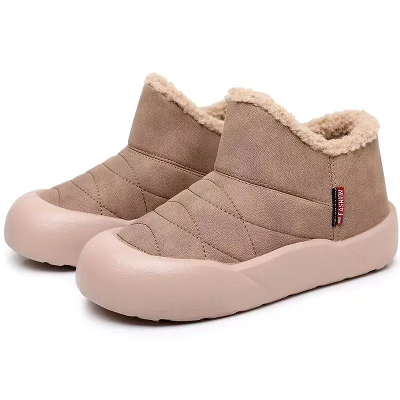 

Women Winter New Thick Sole Ankle Snow Boots Round Toe Slip On Thicken Plush Keep Warm High Top Cotton Boot Elderly Cotton Shoes